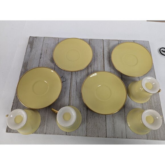Flintridge Sylvan China Small Espresso Cups Saucers Set 4 California Yellow Gold - Picture 6 of 9